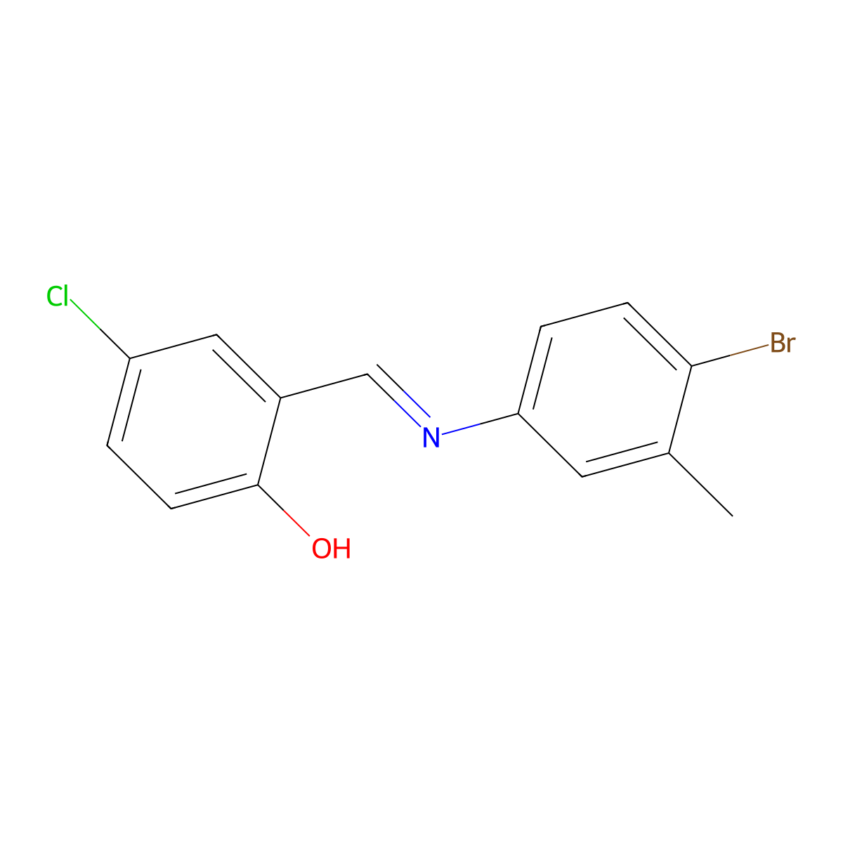 2-{(E)-[(4-bromo-3-methylphenyl)imino]methyl}-4-chlorophenol molecular structure, CAS 82607-47-4