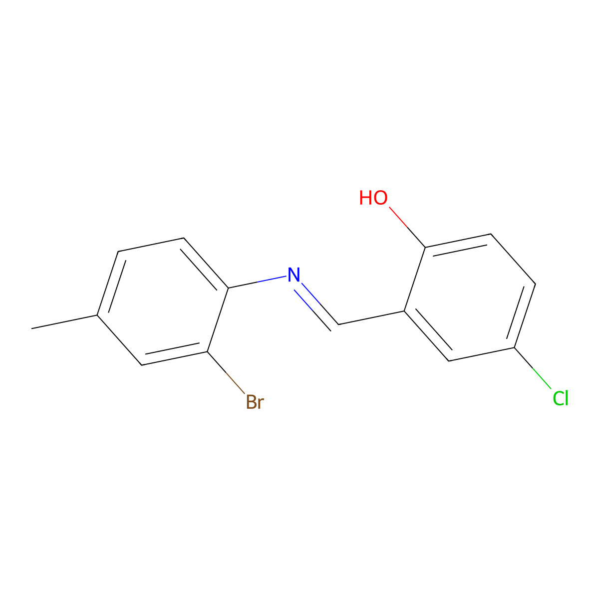 2-{(E)-[(2-bromo-4-methylphenyl)imino]methyl}-4-chlorophenol molecular structure, CAS 82607-55-4