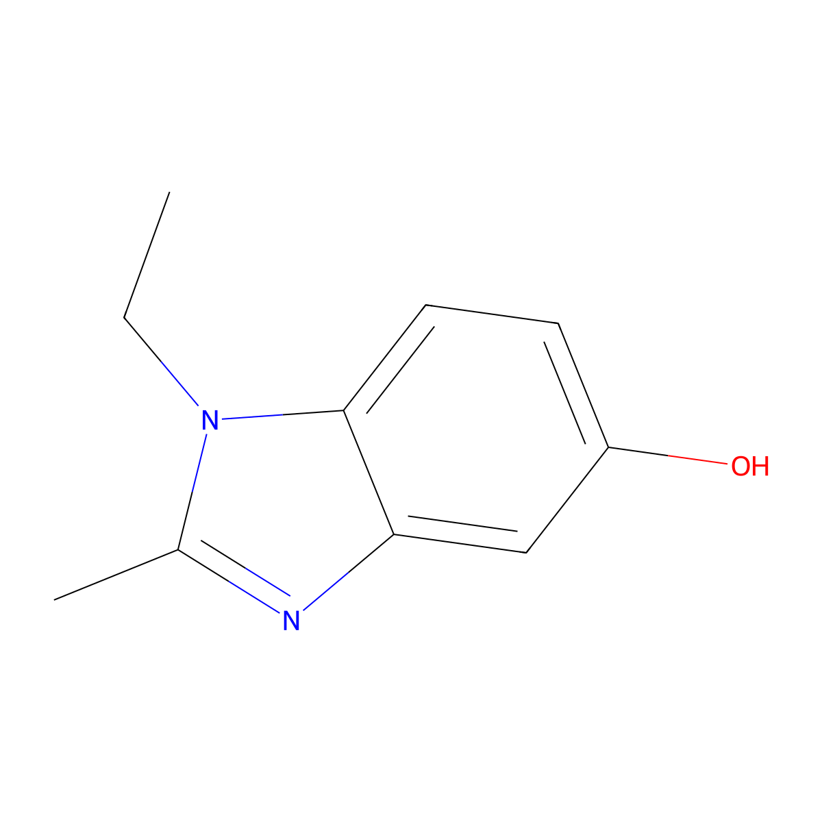 1-ethyl-2-methyl-1H-benzimidazol-5-ol molecular structure, CAS 82612-27-9