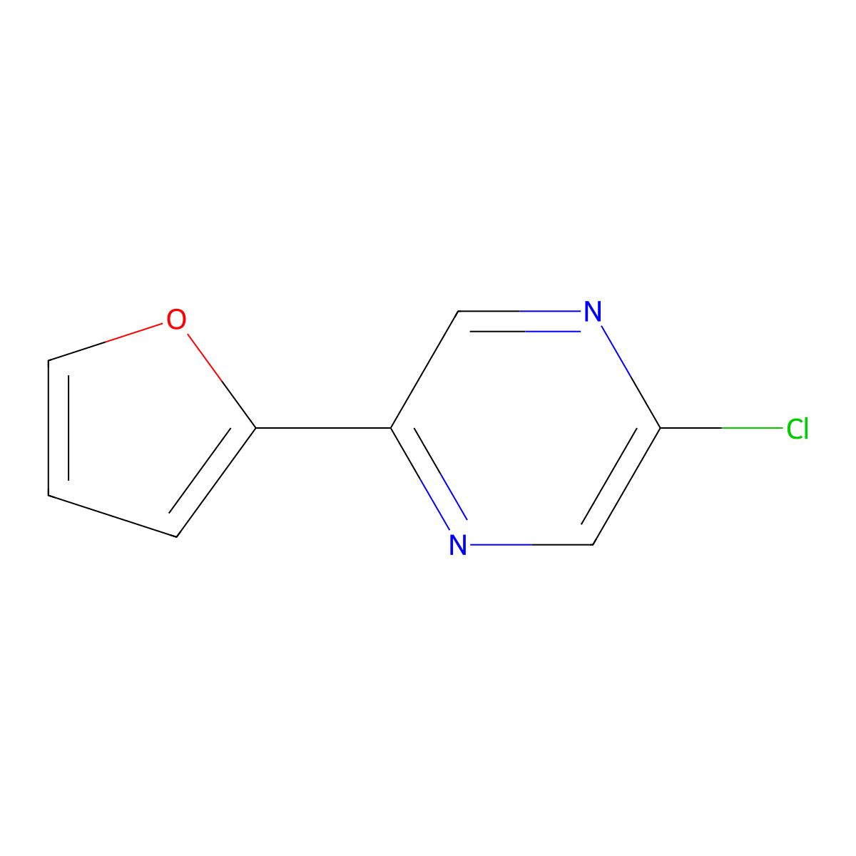 2-Chloro-5-(furan-2-yl)pyrazine molecular structure, CAS 82619-63-4