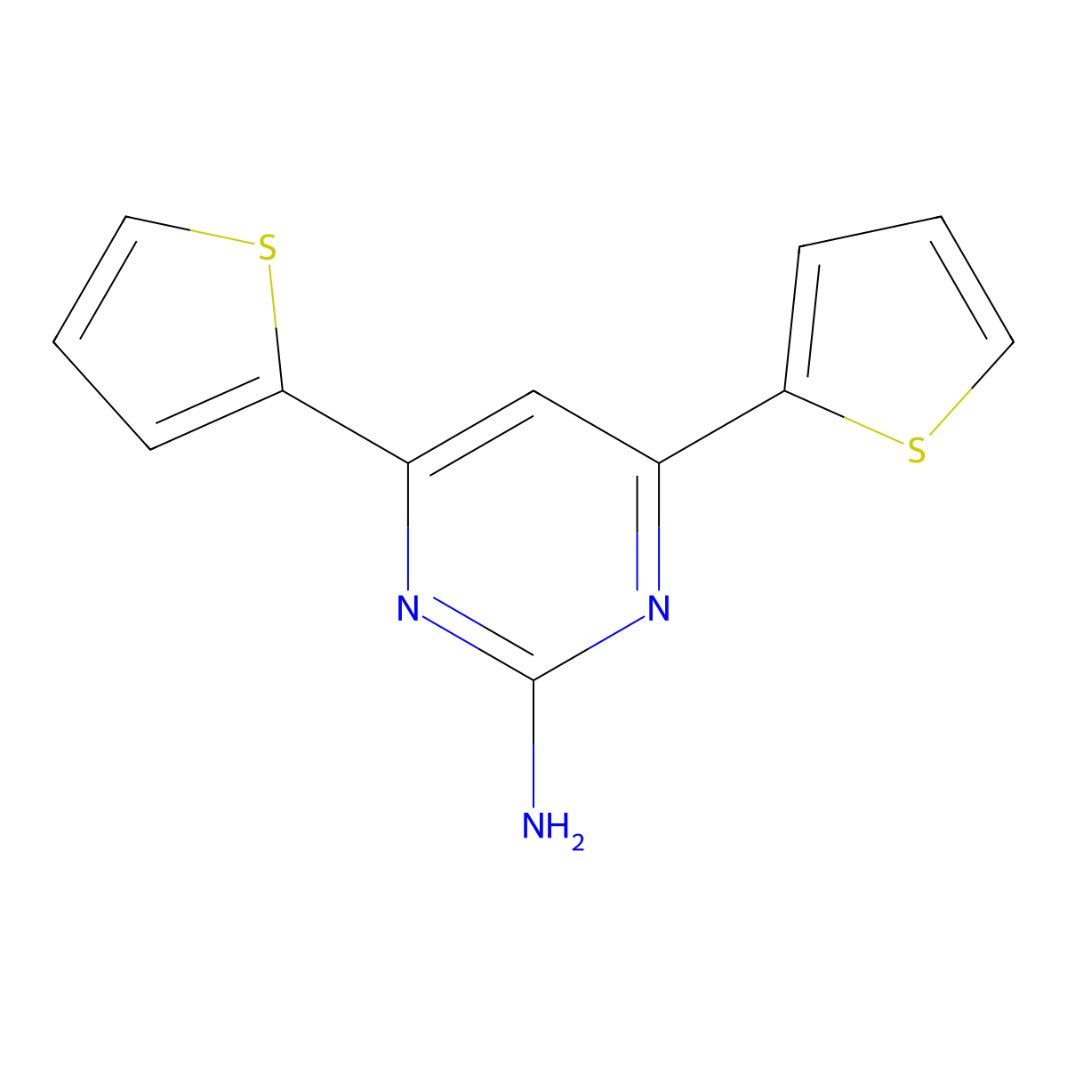 4,6-Di-2-thienyl-2-pyrimidinamine molecular structure, CAS 82619-64-5