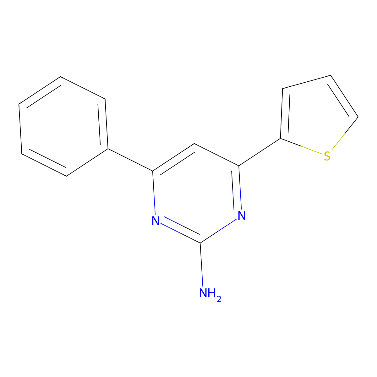 4-Phenyl-6-(thiophen-2-yl)pyrimidin-2-amine molecular structure, CAS 82619-69-0