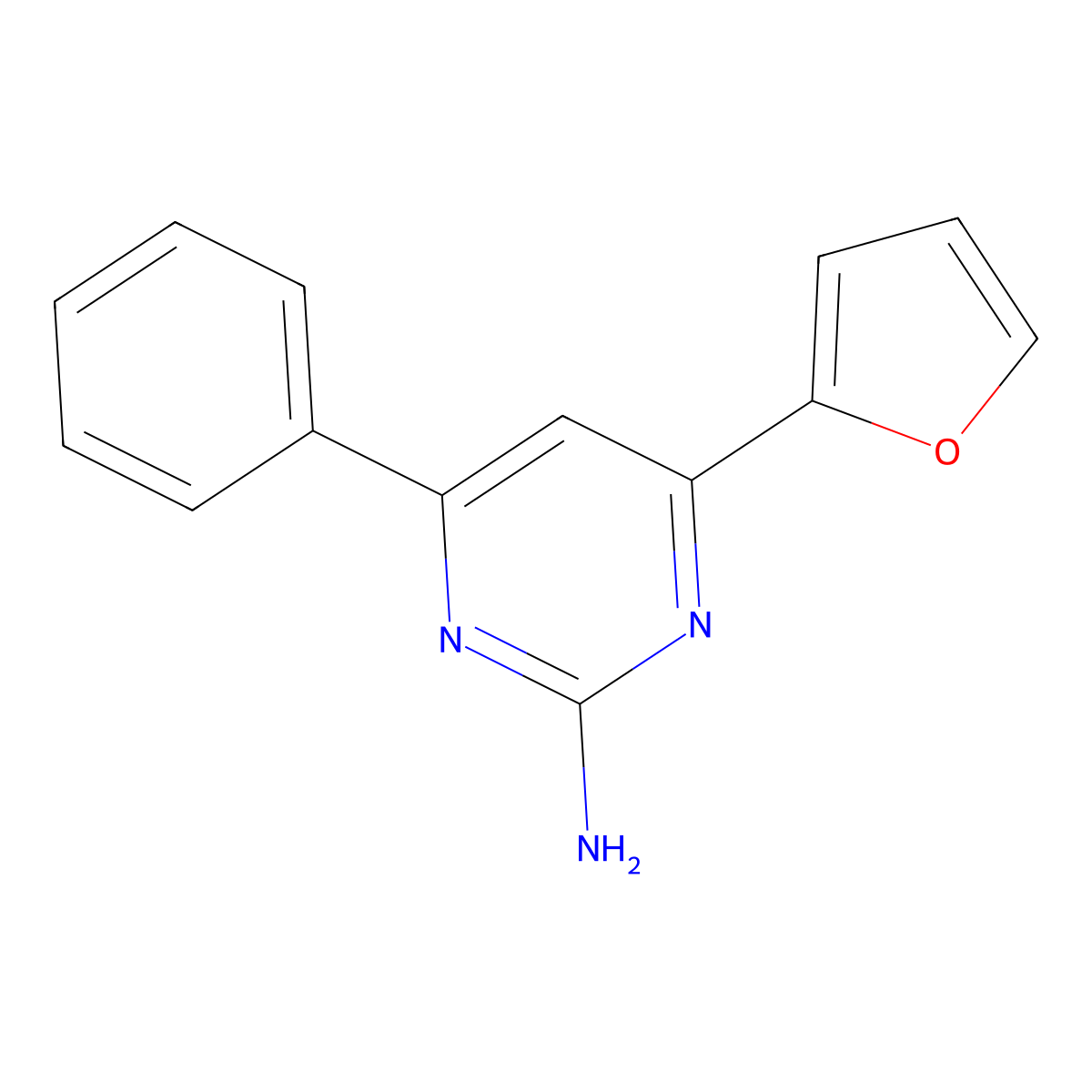4-(Furan-2-yl)-6-phenylpyrimidin-2-amine molecular structure, CAS 82619-71-4