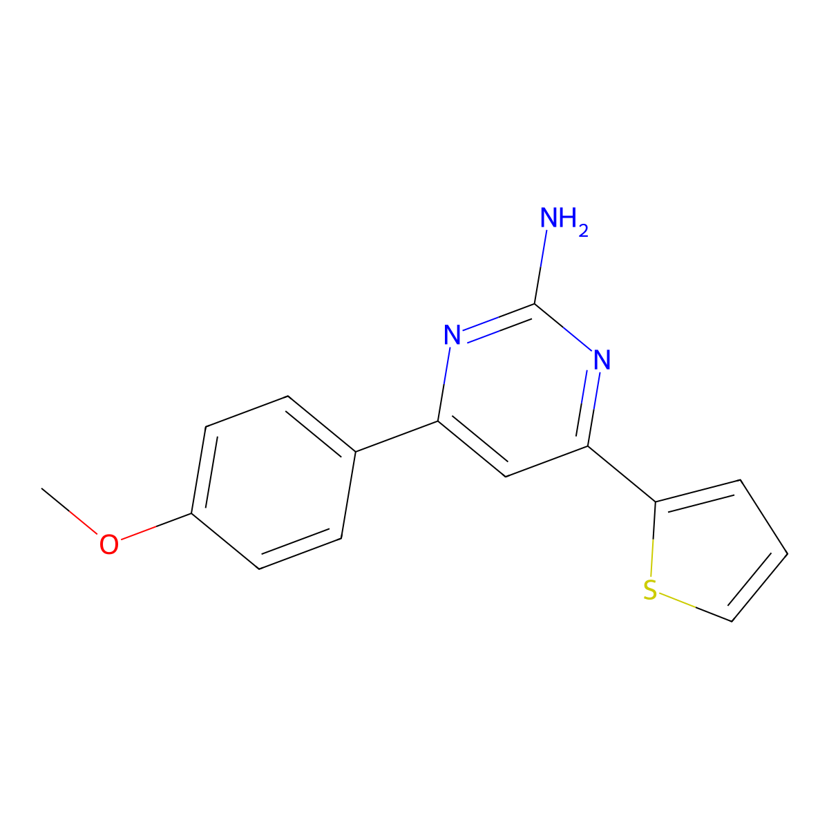4-(4-Methoxyphenyl)-6-(thiophen-2-yl)pyrimidin-2-amine molecular structure, CAS 82619-74-7