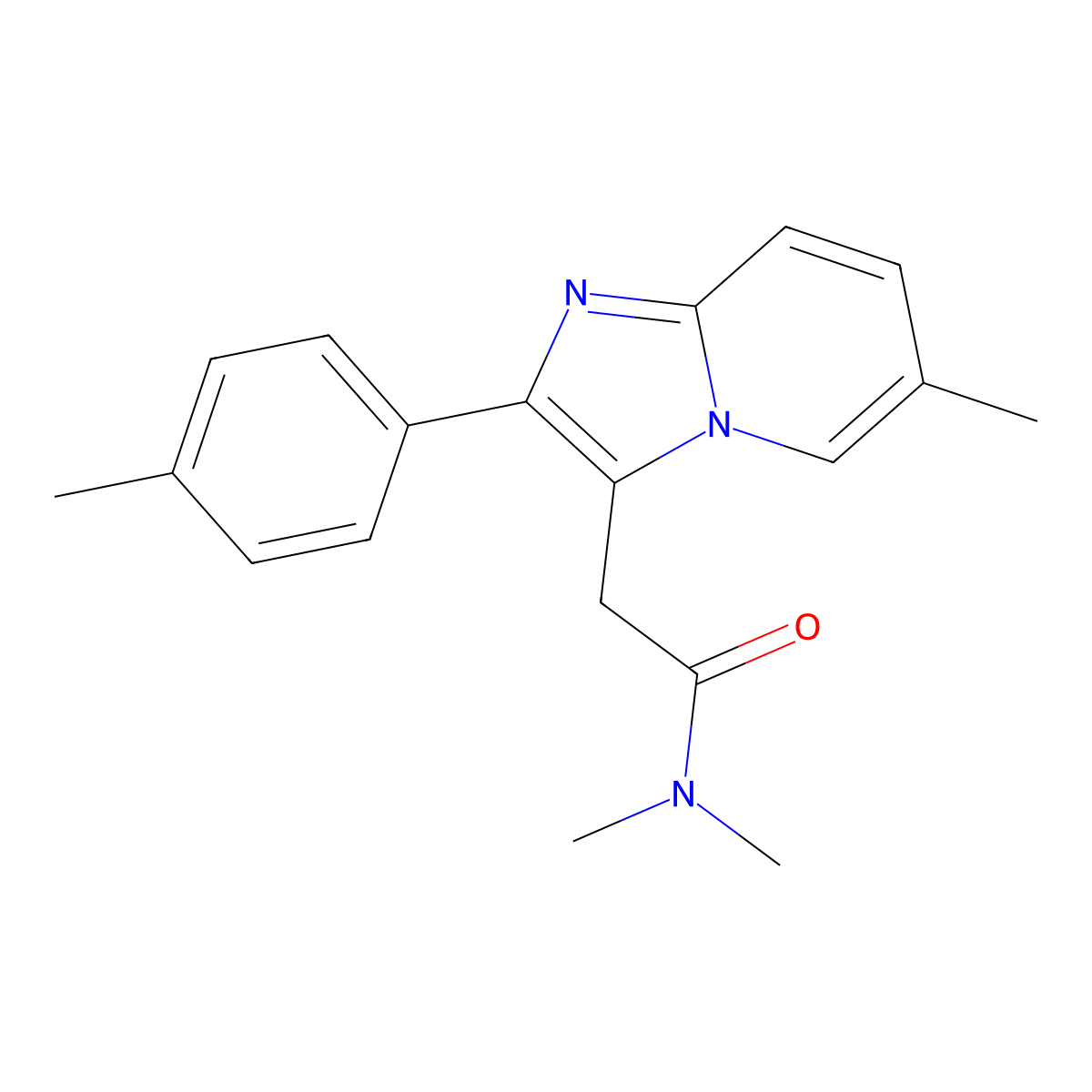 Zolpidem molecular structure, CAS 82626-48-0