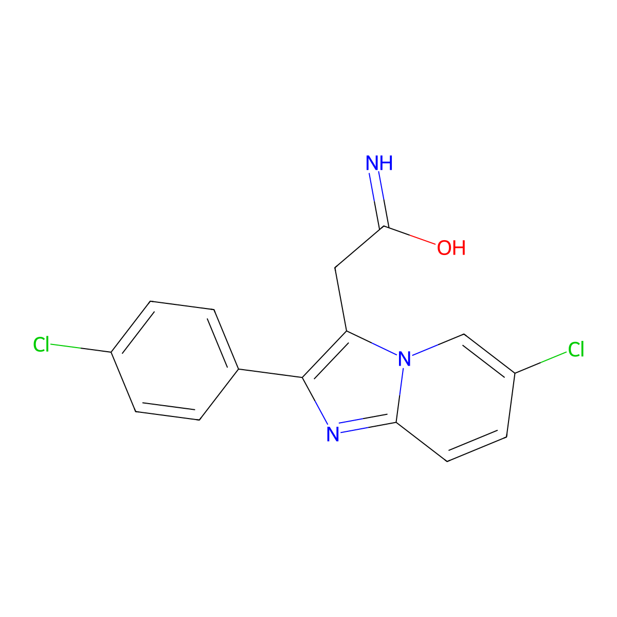 6-Chloro-2-(4-chlorophenyl)imidazo[1,2-a]pyridine-3-acetamide molecular structure, CAS 82626-73-1