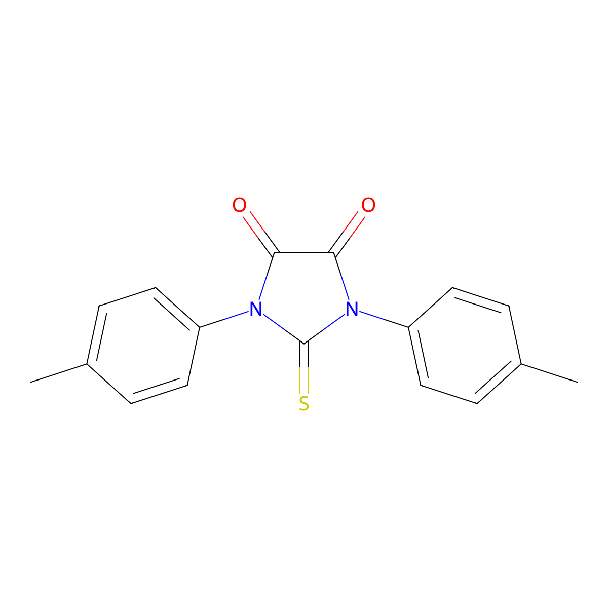 1,3-Bis(4-methylphenyl)-2-sulfanylideneimidazolidine-4,5-dione molecular structure, CAS 82627-78-9