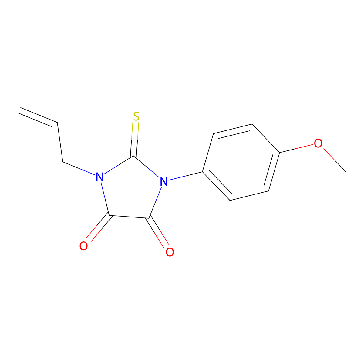 1-Allyl-3-(4-methoxyphenyl)-2-thioxoimidazolidine-4,5-dione molecular structure, CAS 82627-84-7
