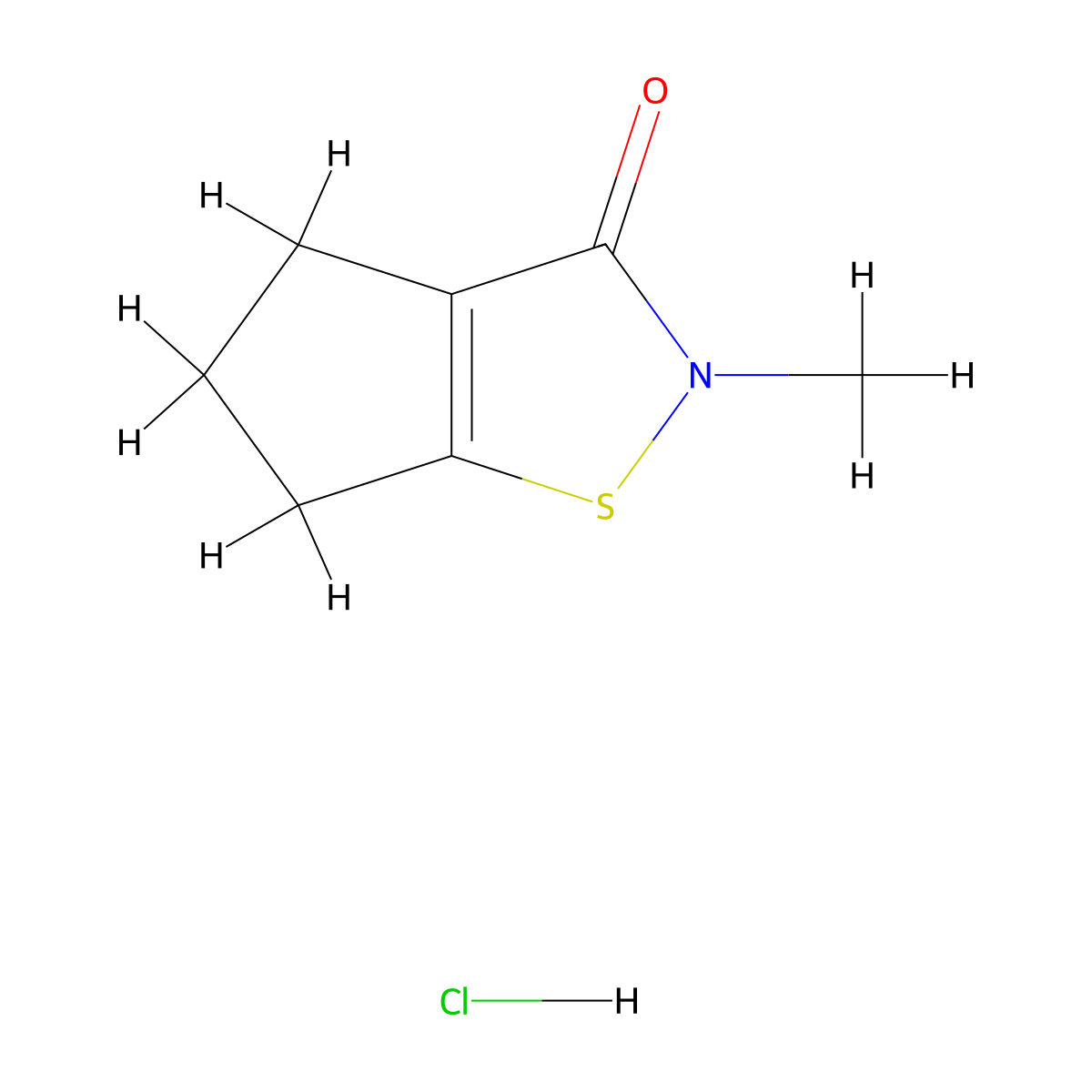 2-methyl-2H,3H,4H,5H,6H-cyclopenta(d)(1,2)thiazol-3-one hydrochloride molecular structure, CAS 82634-63-7