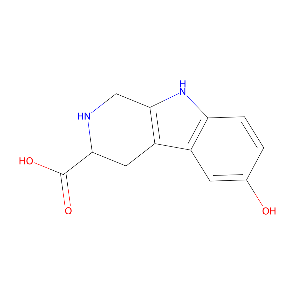 6-hydroxy-1H,2H,3H,4H,9H-pyrido(3,4-b)indole-3-carboxylic acid molecular structure, CAS 82637-88-5