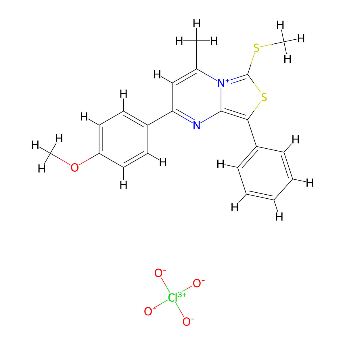 2-(4-Methoxyphenyl)-4-methyl-6-(methylthio)-8-phenylthiazolo[3,4-a]pyrimidin-5-ium perchlorate molecular structure, CAS 82646-36-4