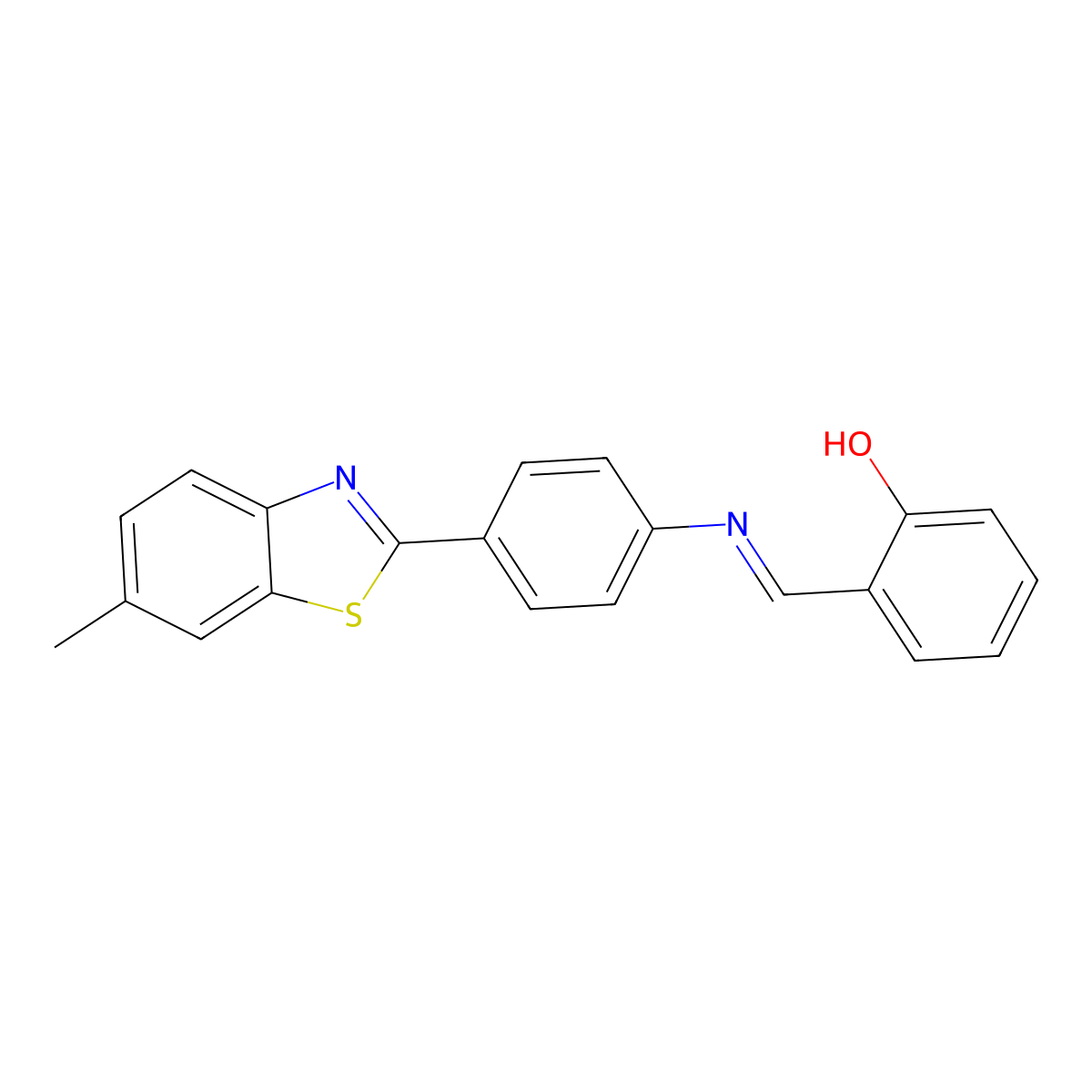 Alpha-(4-(6-methyl-2-benzothiazolyl)phenylimino)-O-cresol molecular structure, CAS 82654-96-4