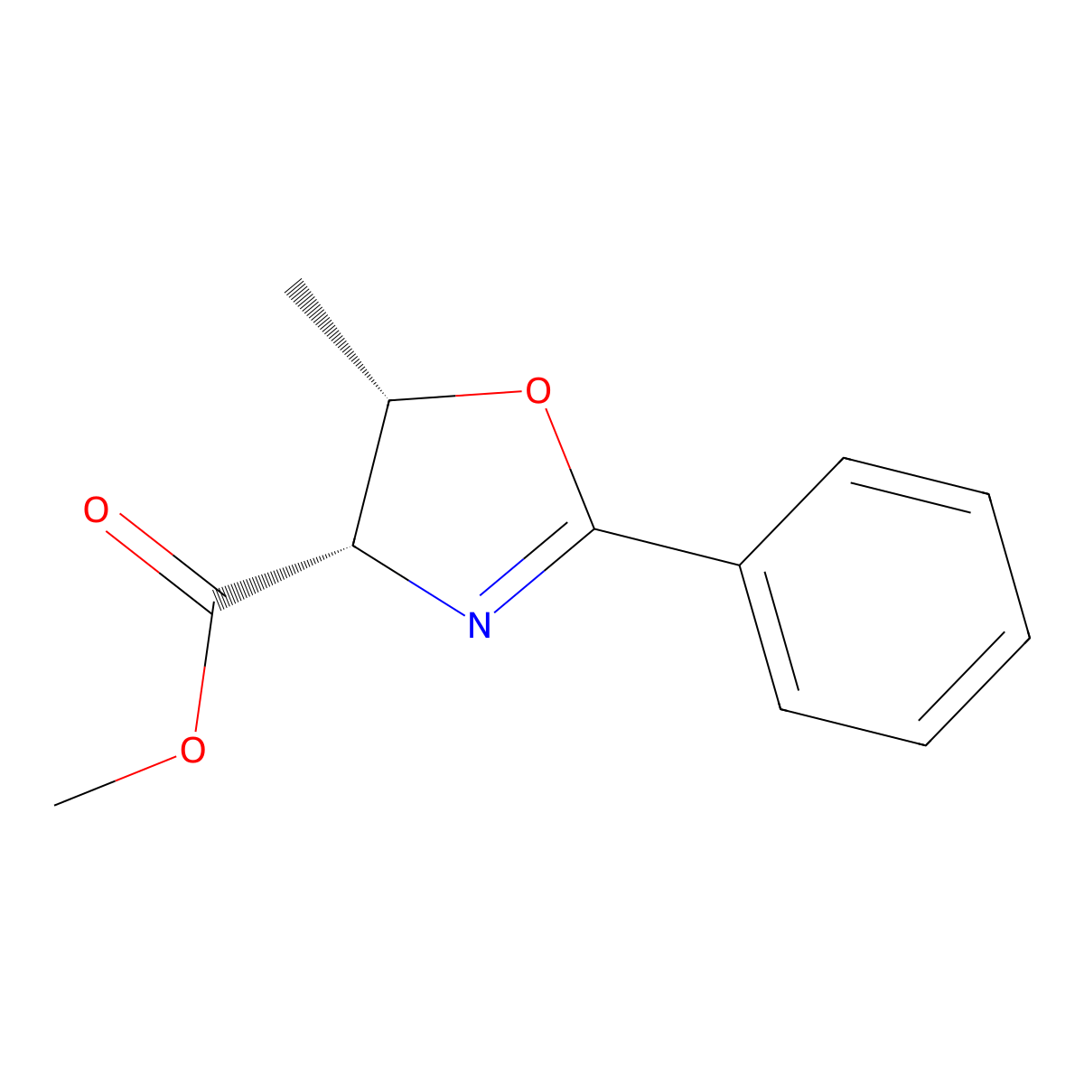 Methyl (4S,5S)-dihydro-5-methyl-2-phenyl-4-oxazolecarboxylate molecular structure, CAS 82659-84-5