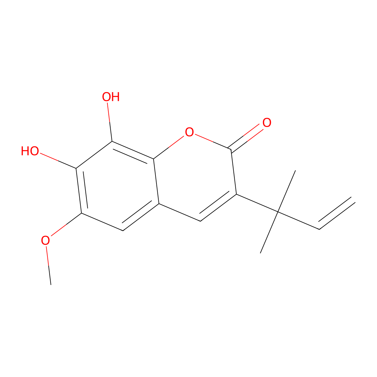 7,8-dihydroxy-6-methoxy-3-(2-methylbut-3-en-2-yl)-2H-chromen-2-one molecular structure, CAS 82667-98-9