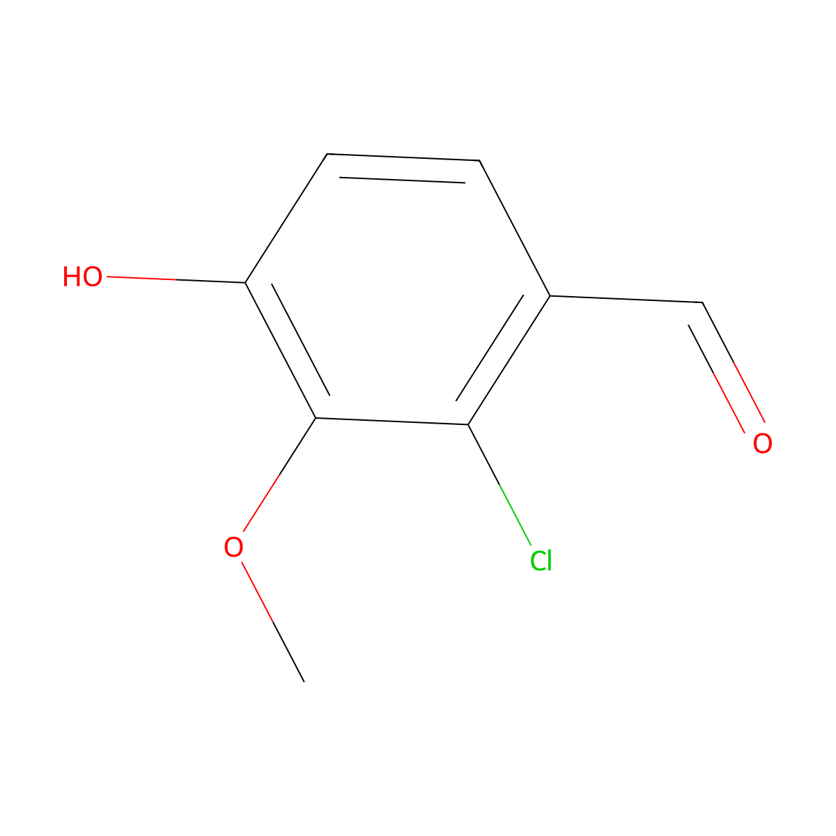 2-Chloro-4-hydroxy-3-methoxybenzaldehyde molecular structure, CAS 82668-20-0