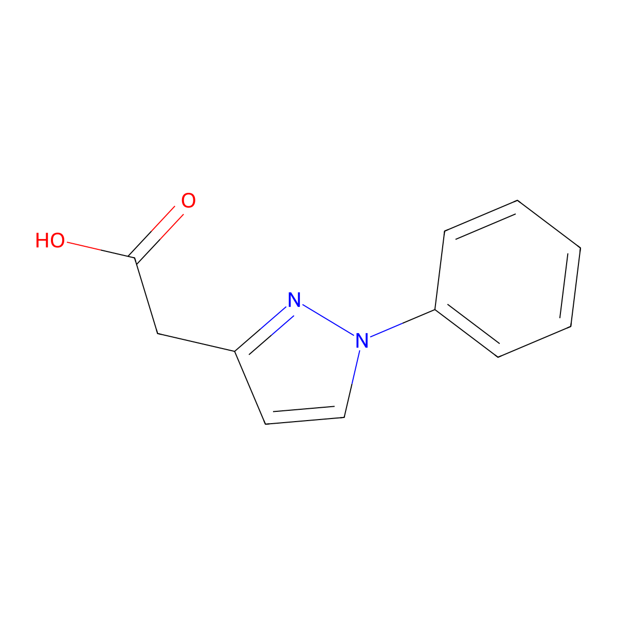 2-(1-phenyl-1H-pyrazol-3-yl)acetic acid molecular structure, CAS 82668-47-1