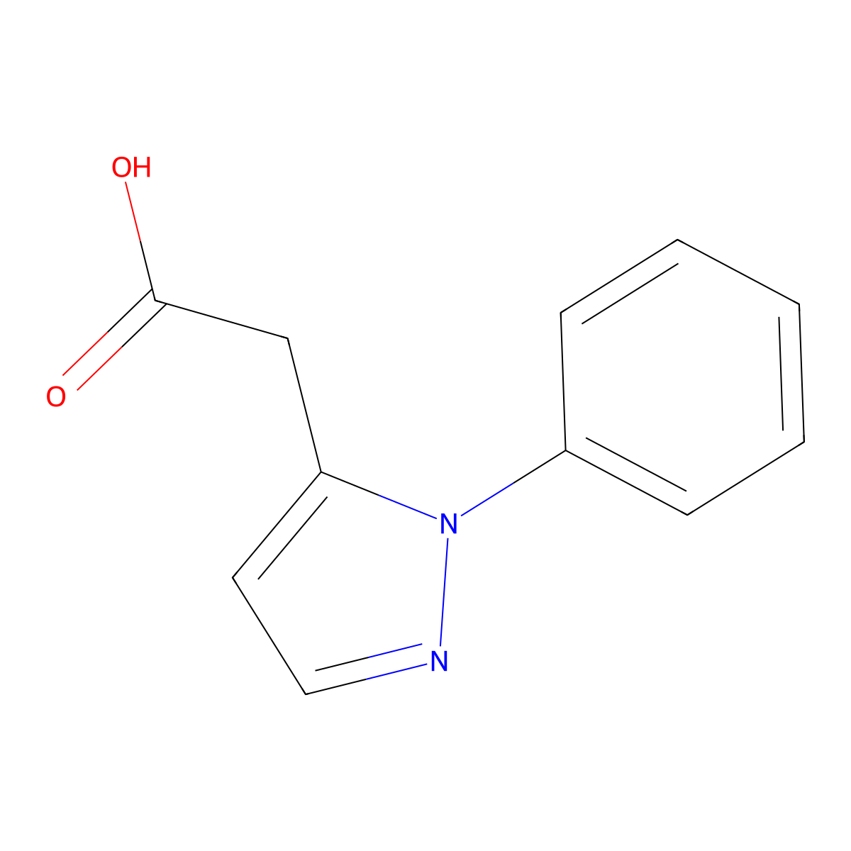 2-(1-phenyl-1H-pyrazol-5-yl)acetic acid molecular structure, CAS 82668-68-6