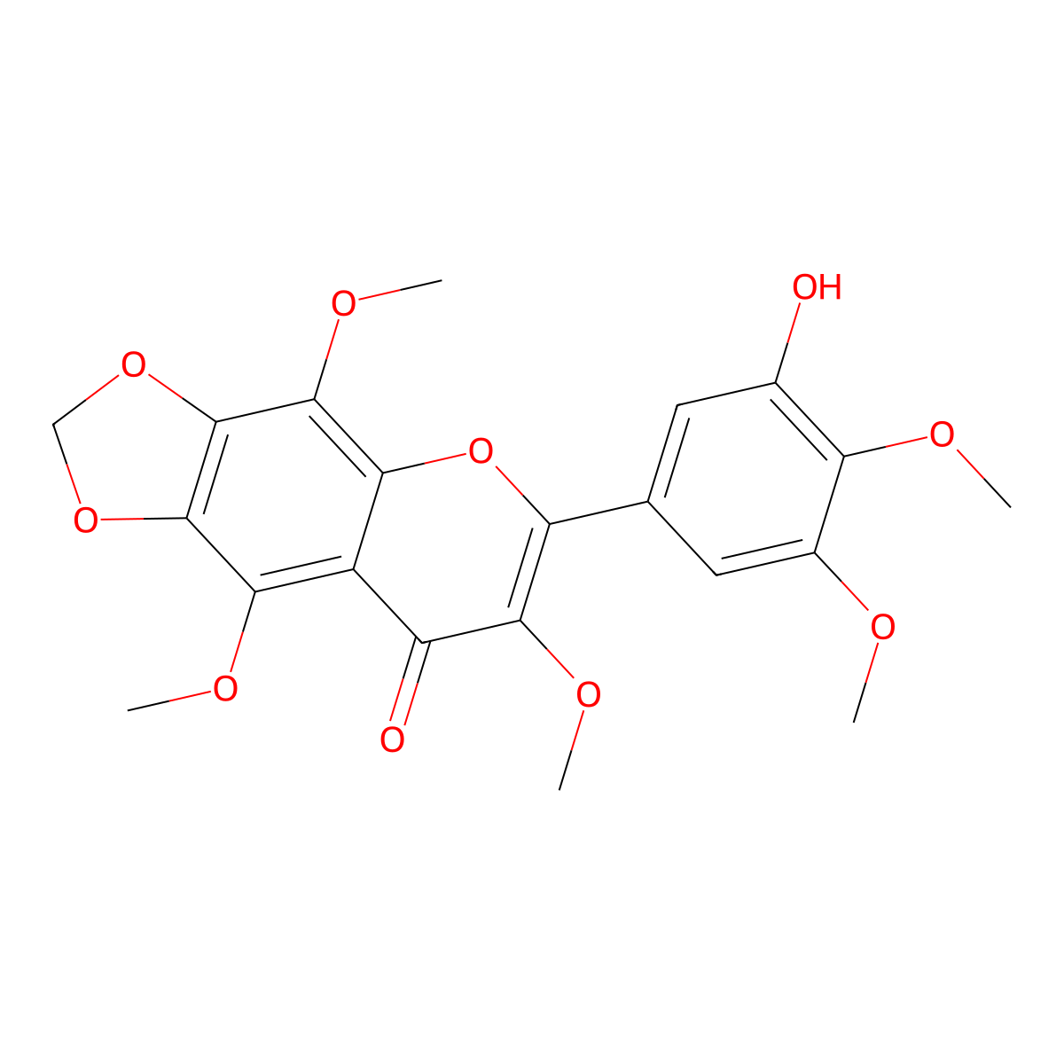 3'-Hydroxy-3,5,8,4',5'-pentamethoxy-6,7-methylenedioxyflavone molecular structure, CAS 82668-94-8