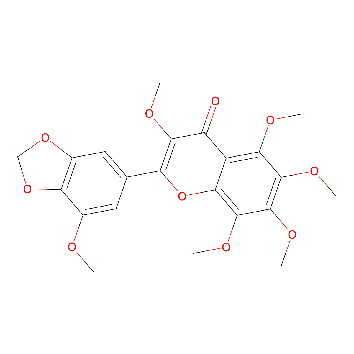 5-Hydroxy-3,6,7,8,3'-pentamethoxy-4',5'-methylenedioxyflavone molecular structure, CAS 82669-01-0
