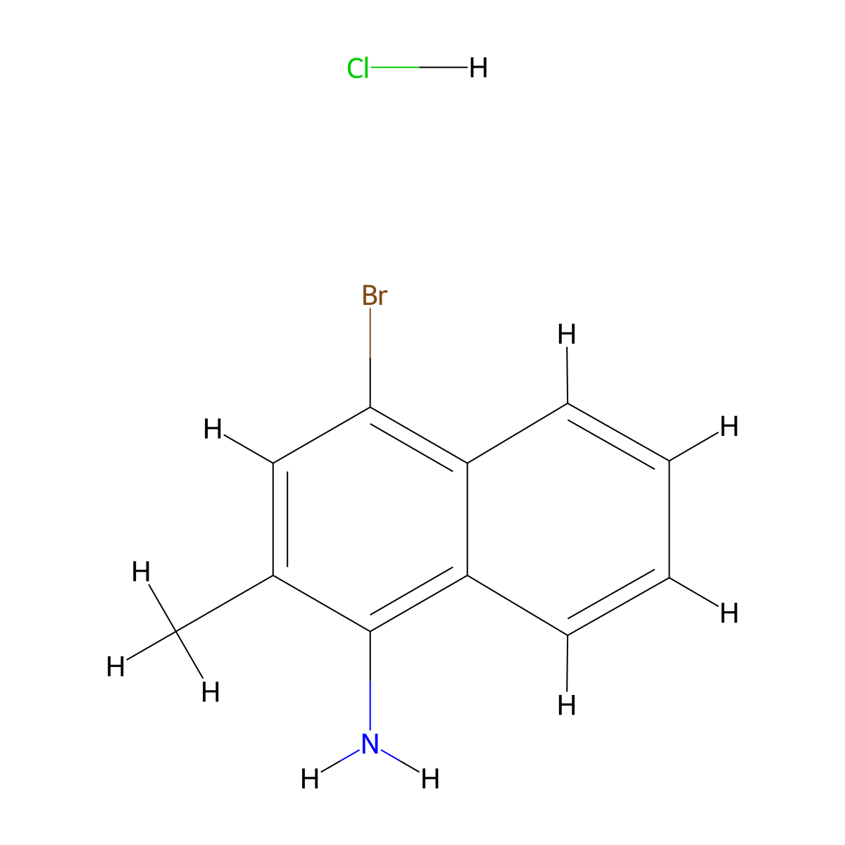 4-Bromo-2-methylnaphthalen-1-amine hydrochloride molecular structure, CAS 82670-07-3