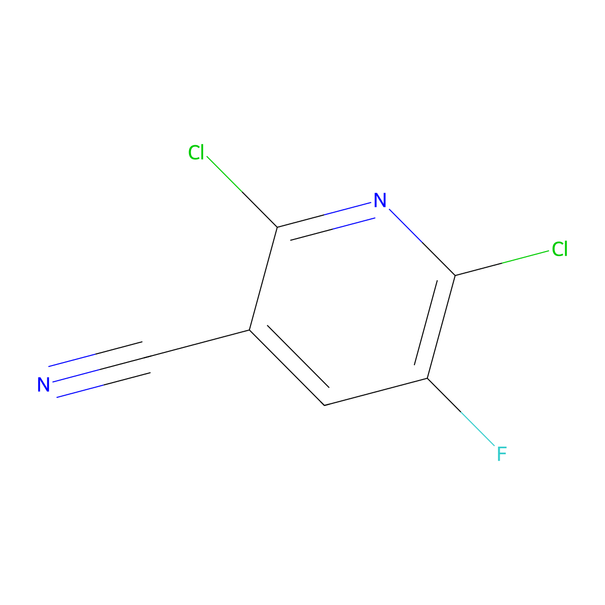 2,6-Dichloro-5-fluoro-3-pyridinecarbonitrile molecular structure, CAS 82671-02-1
