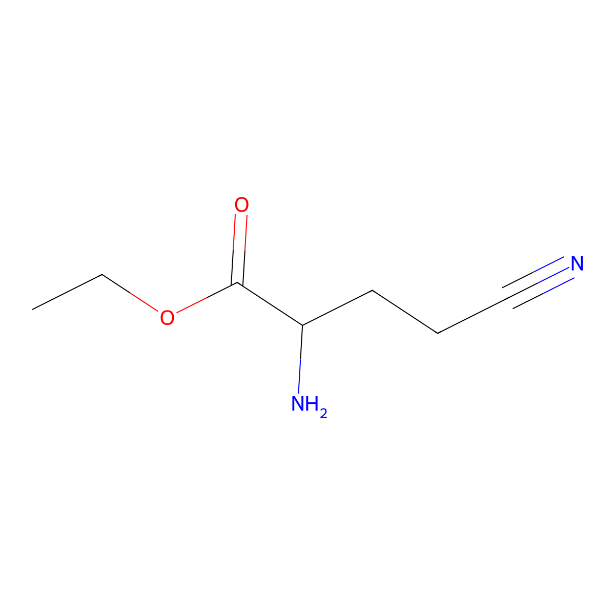 Ethyl 2-amino-4-cyanobutanoate molecular structure, CAS 82672-94-4