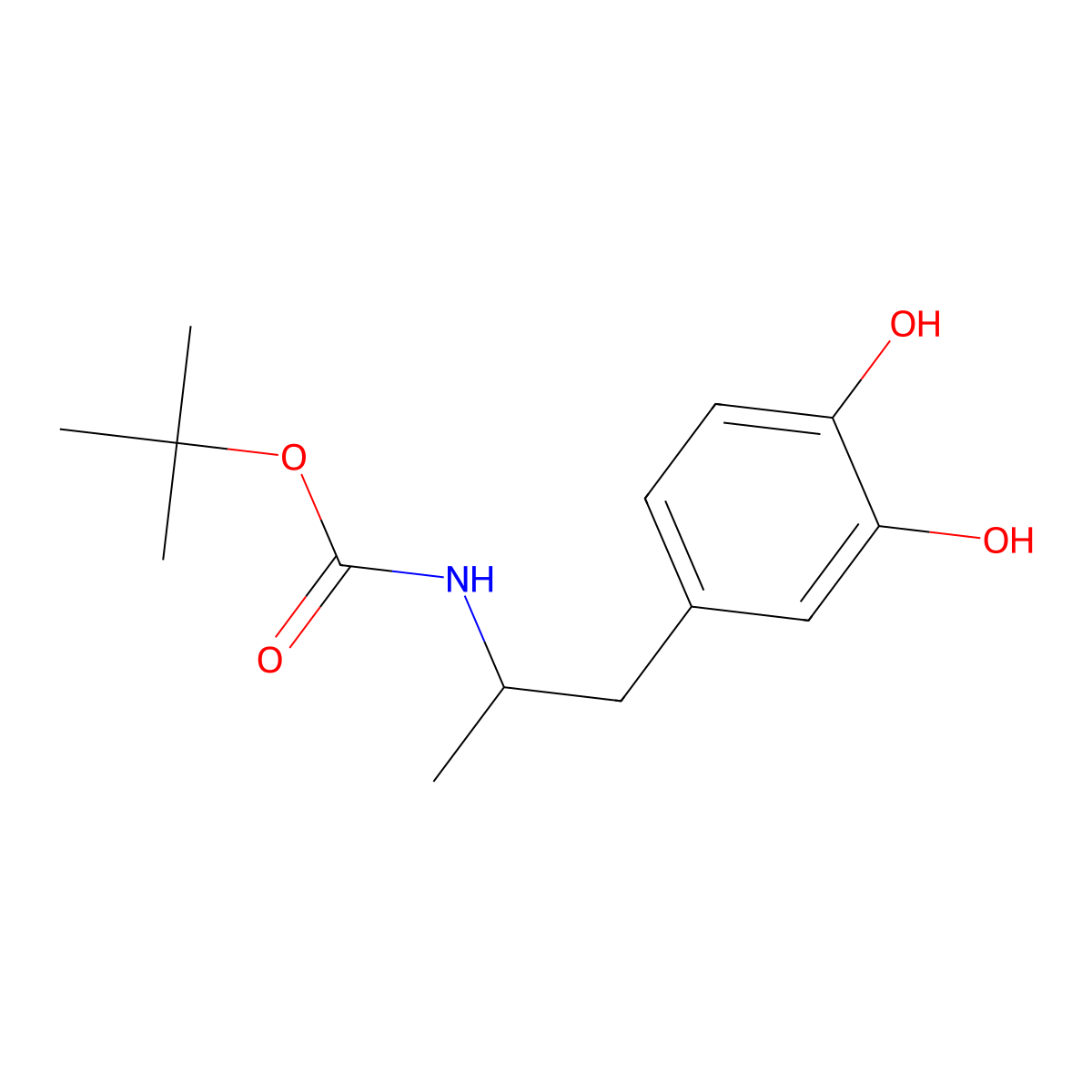 tert-butyl N-[1-(3,4-dihydroxyphenyl)propan-2-yl]carbamate molecular structure, CAS 826993-93-5