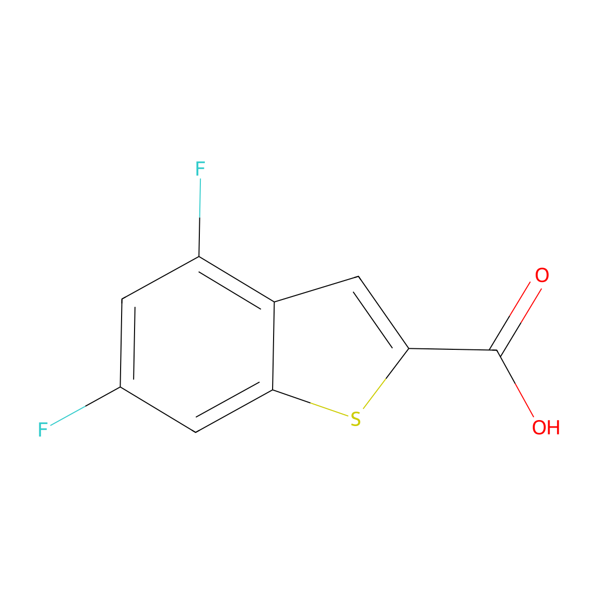 4,6-Difluoro-1-benzothiophene-2-carboxylic acid molecular structure, CAS 826995-56-6