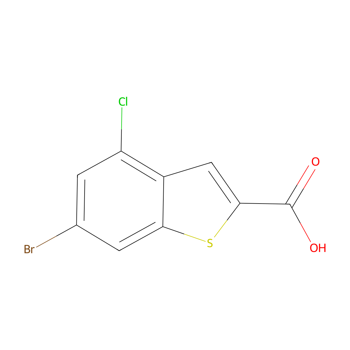 6-Bromo-4-chloro-1-benzothiophene-2-carboxylic acid molecular structure, CAS 826995-58-8