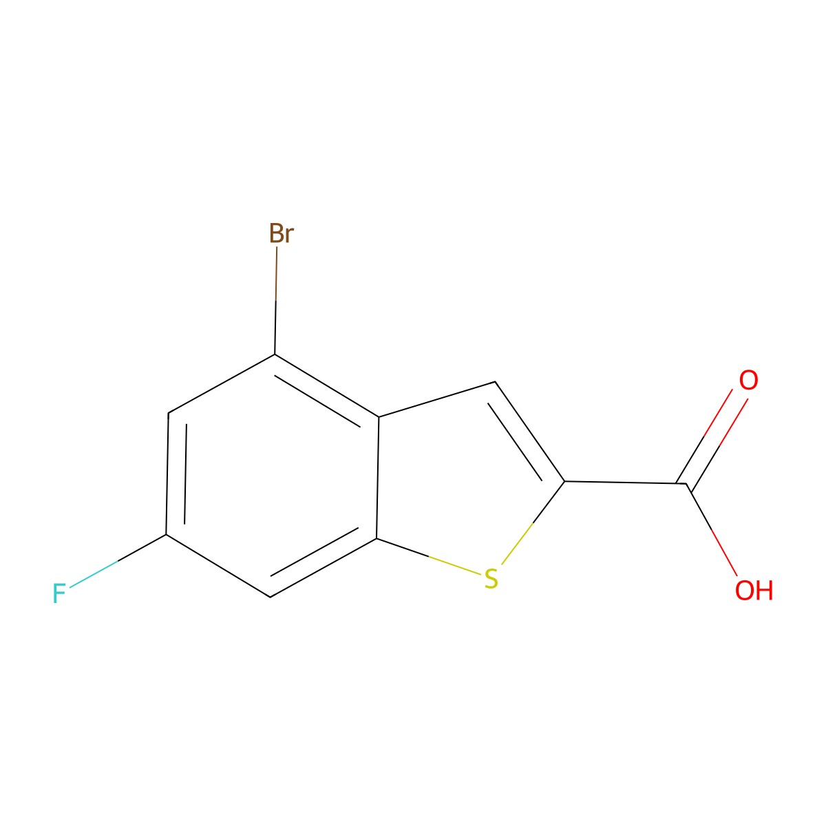 4-Bromo-6-fluorobenzo[b]thiophene-2-carboxylic acid molecular structure, CAS 826995-60-2