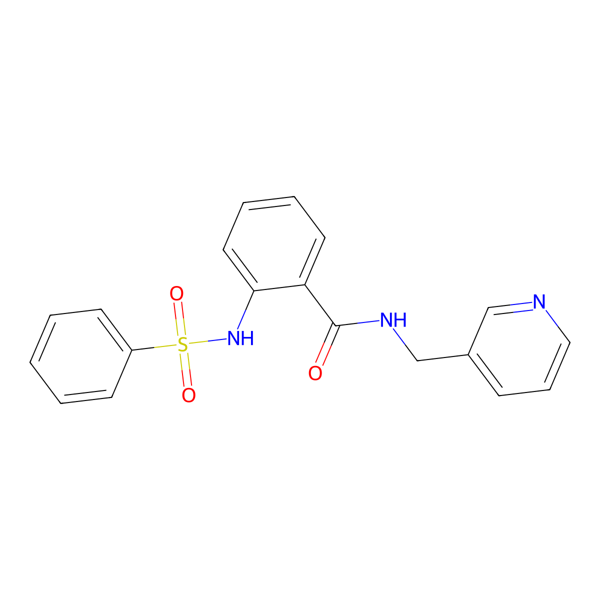 2-(benzenesulfonamido)-N-(pyridin-3-ylmethyl)benzamide molecular structure, CAS 826996-59-2