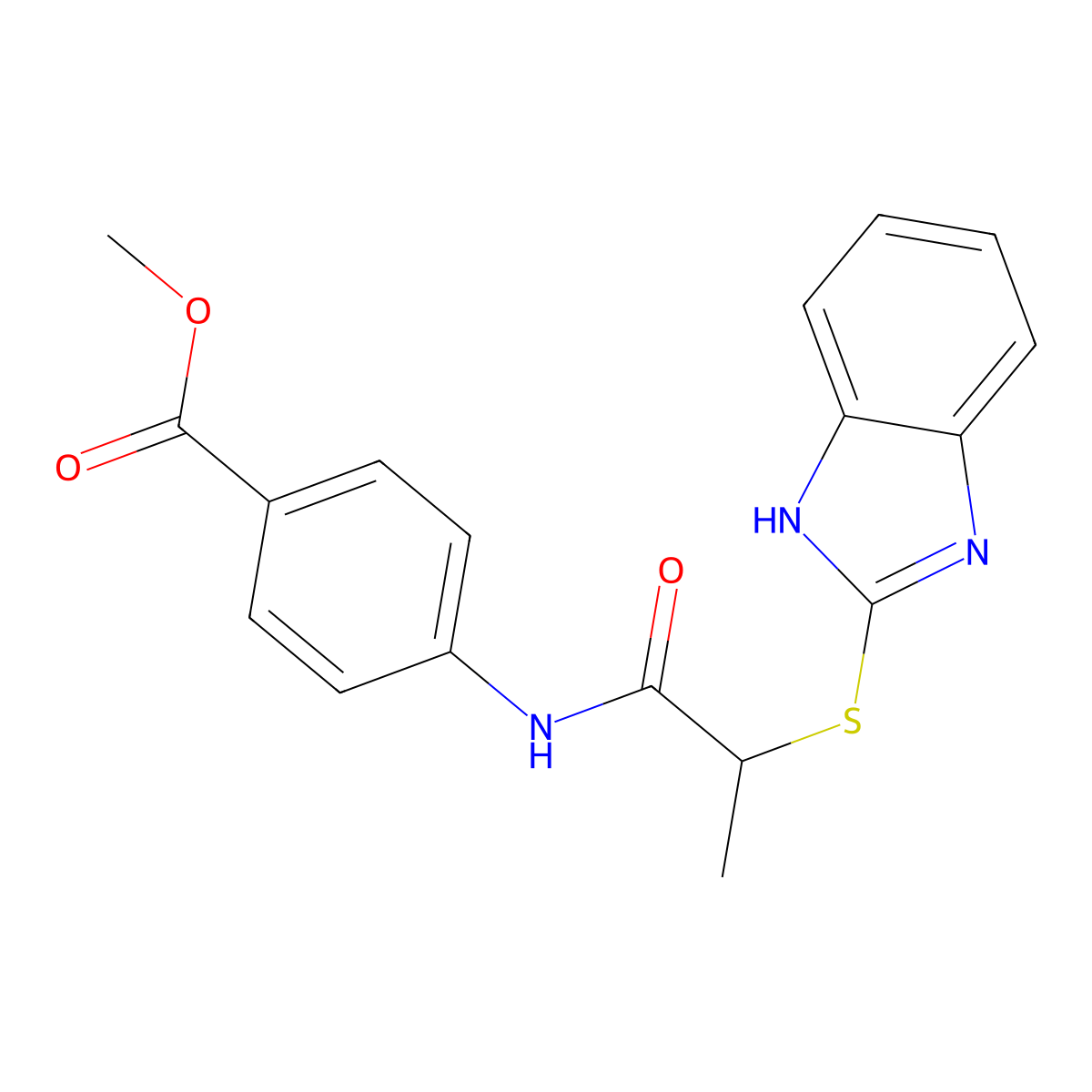 methyl 4-{[2-(1H-benzimidazol-2-ylsulfanyl)propanoyl]amino}benzoate molecular structure, CAS 826996-80-9
