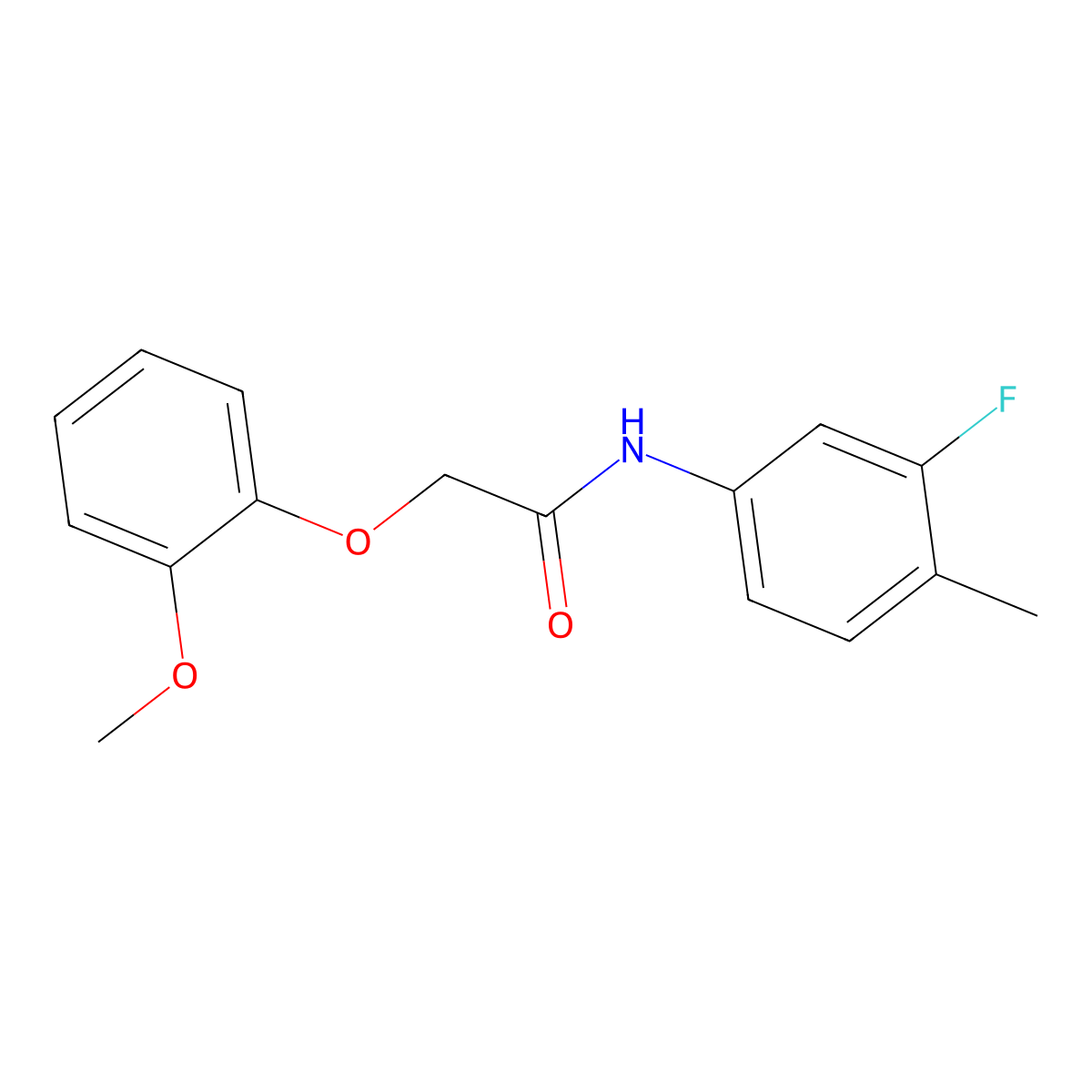 N-(3-fluoro-4-methylphenyl)-2-(2-methoxyphenoxy)acetamide molecular structure, CAS 826996-87-6
