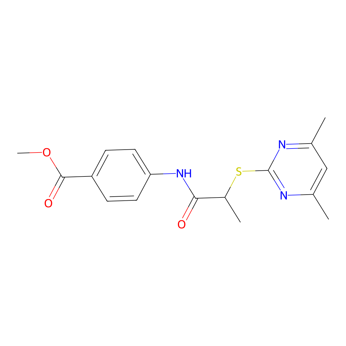 Methyl 4-({2-[(4,6-dimethylpyrimidin-2-yl)sulfanyl]propanoyl}amino)benzoate molecular structure, CAS 826996-94-5
