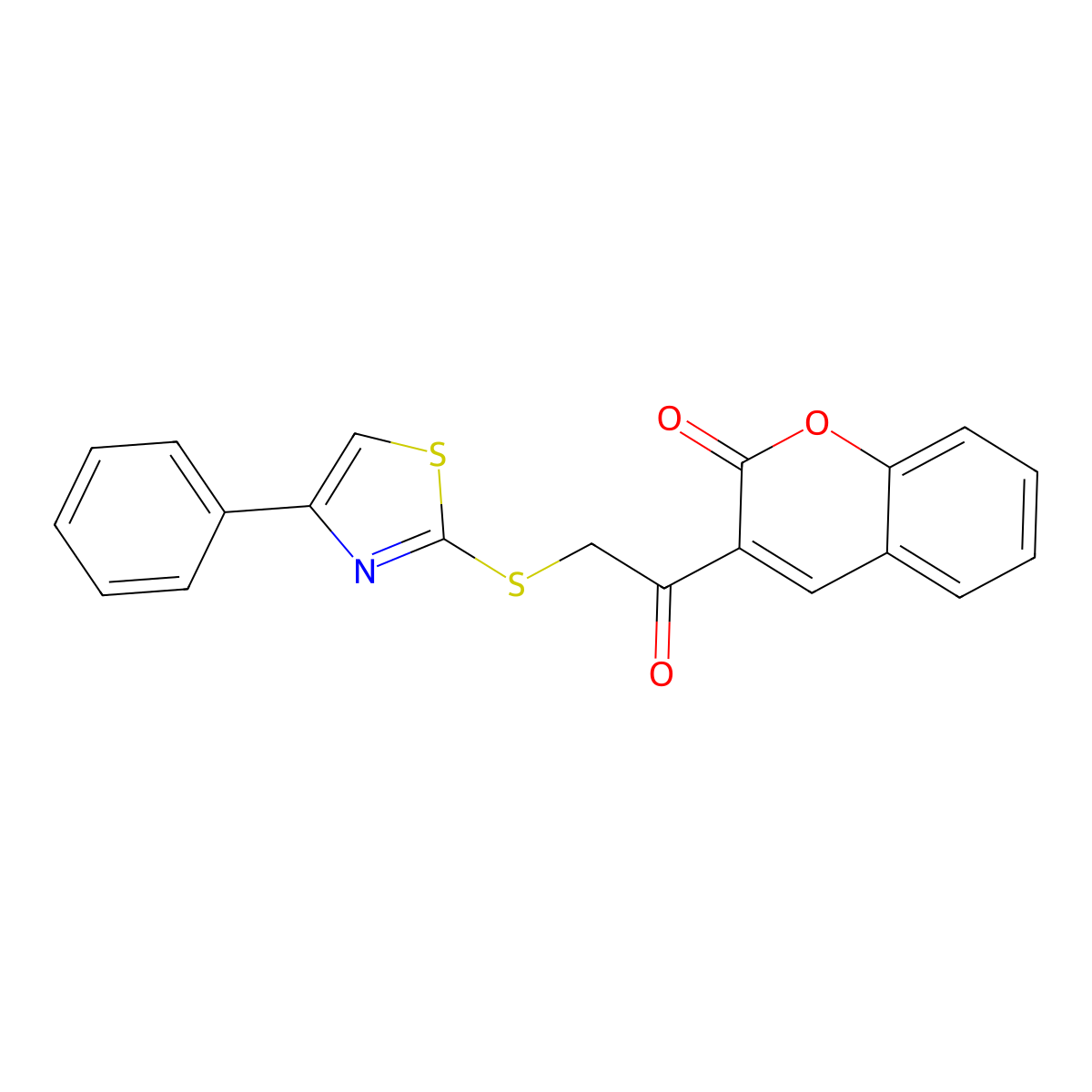 3-[2-[(4-Phenyl-1,3-thiazol-2-yl)sulfanyl]acetyl]chromen-2-one molecular structure, CAS 826996-96-7