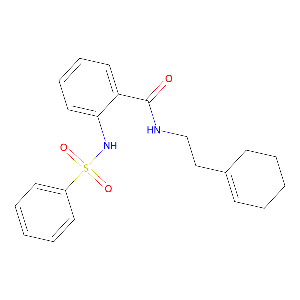 2-(benzenesulfonamido)-N-[2-(cyclohexen-1-yl)ethyl]benzamide molecular structure, CAS 826996-97-8