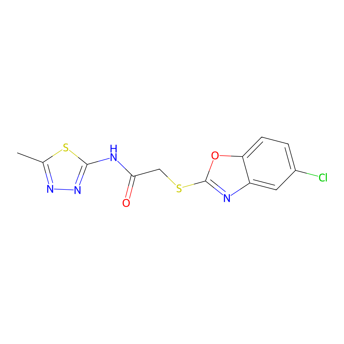 2-[(5-chloro-1,3-benzoxazol-2-yl)sulfanyl]-N-(5-methyl-1,3,4-thiadiazol-2-yl)acetamide molecular structure, CAS 826996-98-9