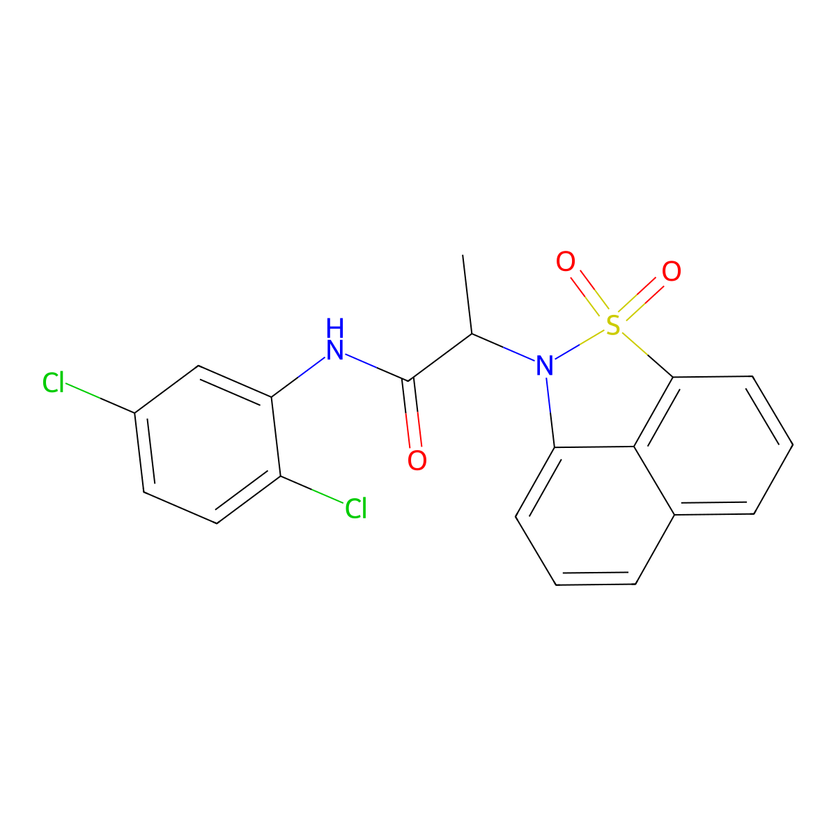 N-(2,5-dichlorophenyl)-2-(1,1-dioxido-2H-naphtho[1,8-cd]isothiazol-2-yl)propanamide molecular structure, CAS 826997-02-8