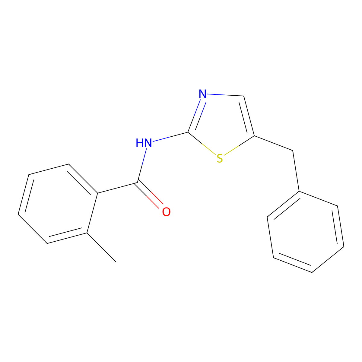 N-(5-benzyl-1,3-thiazol-2-yl)-2-methylbenzamide molecular structure, CAS 826997-04-0