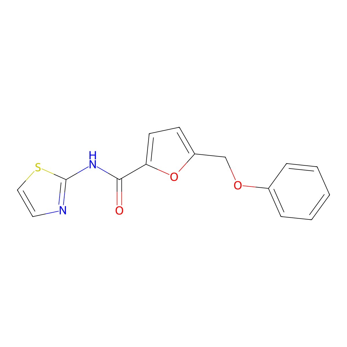 5-(phenoxymethyl)-N-(1,3-thiazol-2-yl)furan-2-carboxamide molecular structure, CAS 826997-34-6