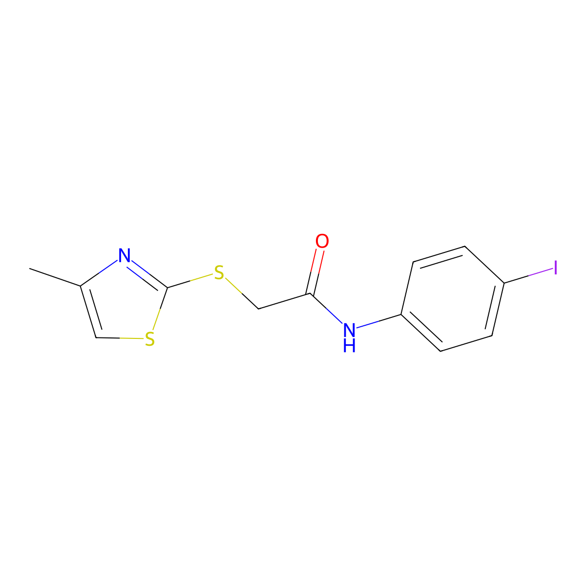 N-(4-iodophenyl)-2-[(4-methyl-1,3-thiazol-2-yl)sulfanyl]acetamide molecular structure, CAS 826997-44-8