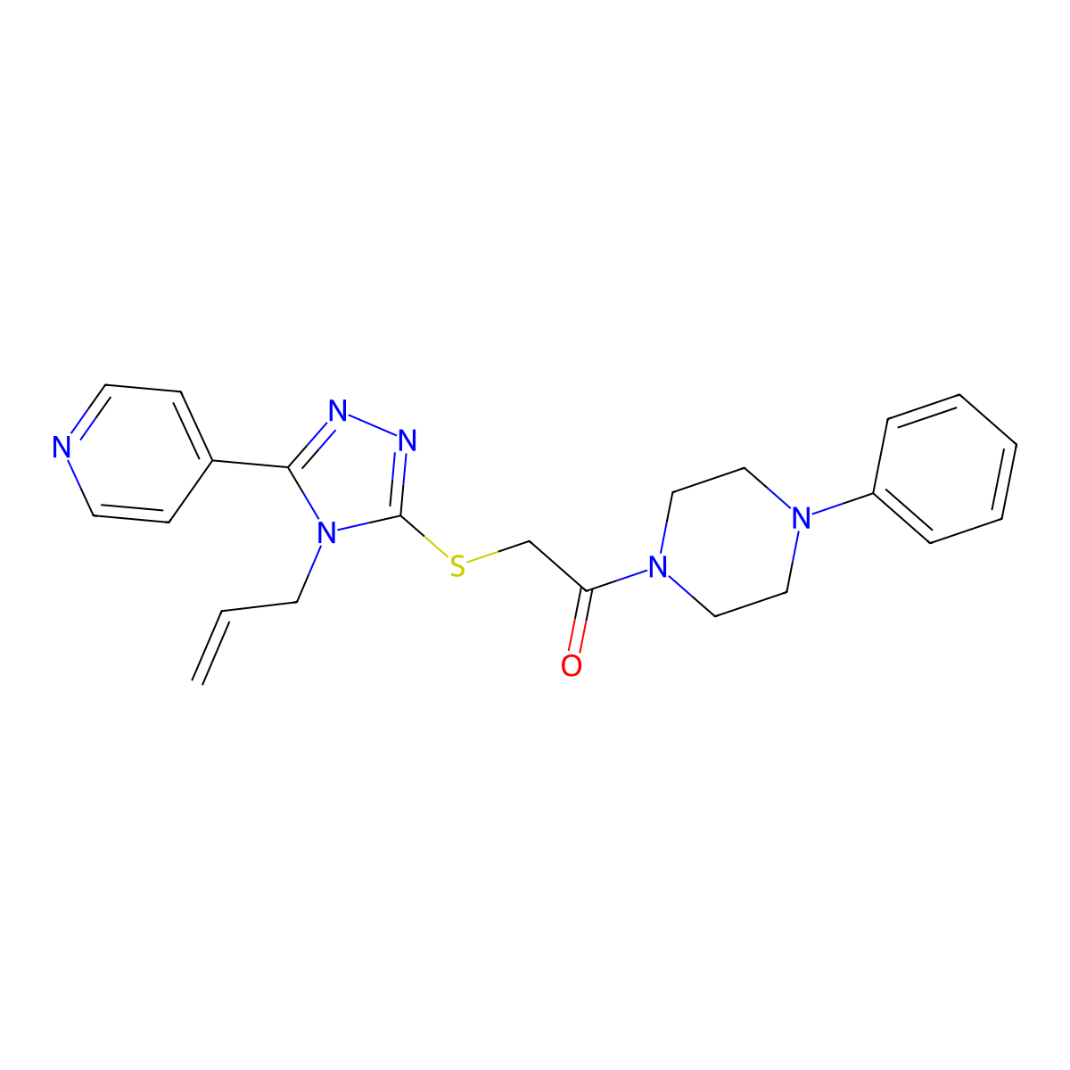 1-(4-Phenylpiperazin-1-yl)-2-[(4-prop-2-enyl-5-pyridin-4-yl-1,2,4-triazol-3-yl)sulfanyl]ethanone molecular structure, CAS 826997-74-4