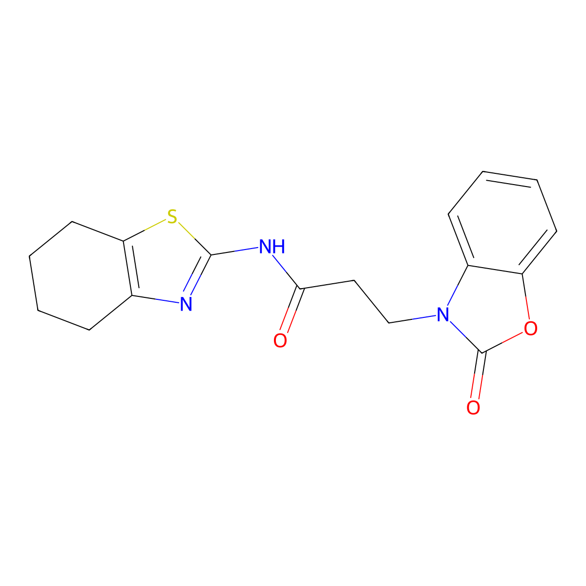 3-(2-oxo-1,3-benzoxazol-3-yl)-N-(4,5,6,7-tetrahydro-1,3-benzothiazol-2-yl)propanamide molecular structure, CAS 826997-97-1