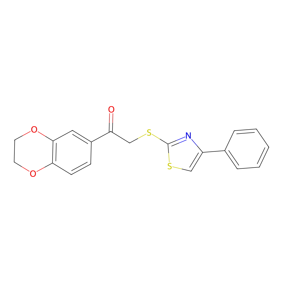 1-(2,3-Dihydro-1,4-benzodioxin-6-yl)-2-[(4-phenyl-1,3-thiazol-2-yl)sulfanyl]ethanone molecular structure, CAS 826998-21-4