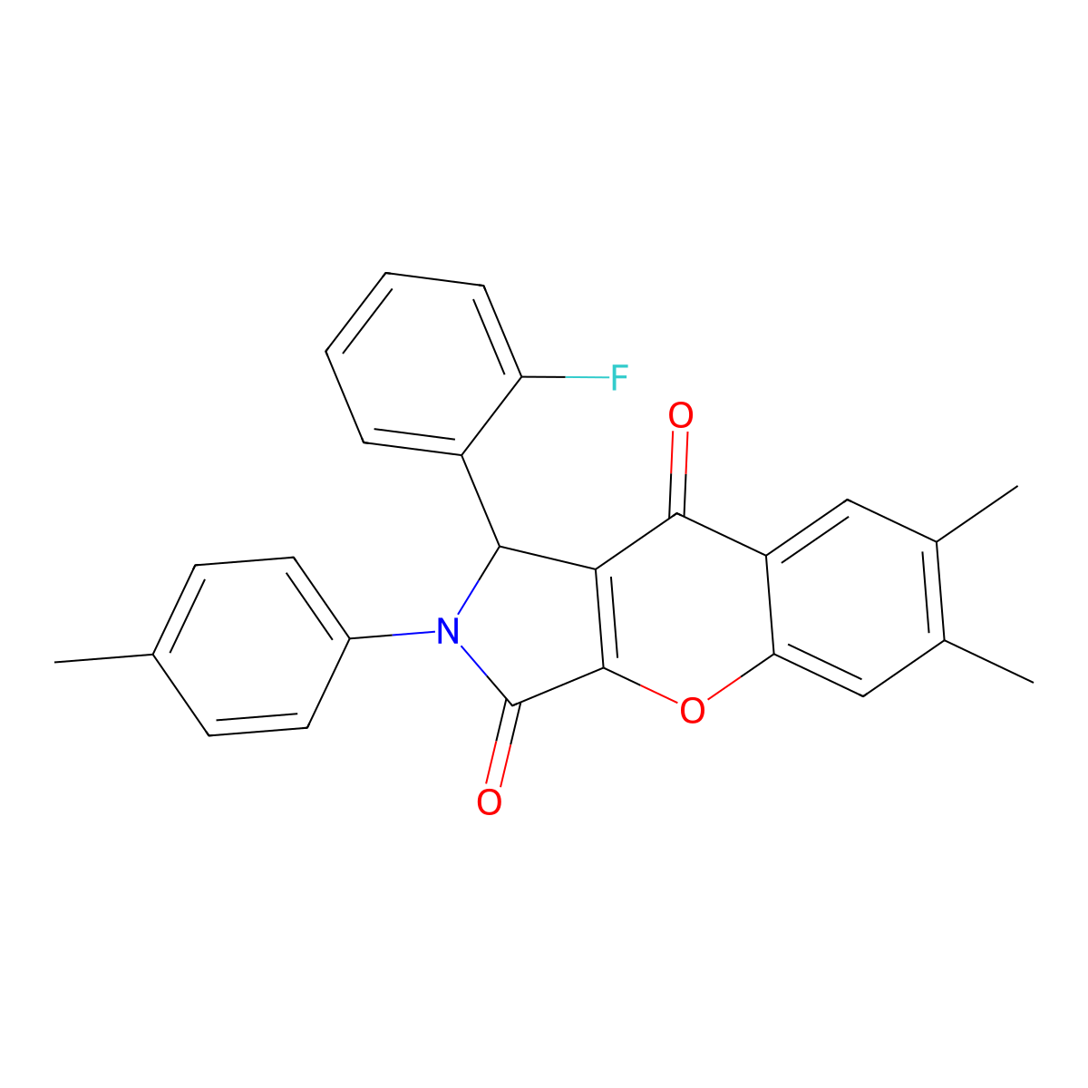 1-(2-fluorophenyl)-6,7-dimethyl-2-(4-methylphenyl)-1H-chromeno[2,3-c]pyrrole-3,9-dione molecular structure, CAS 826998-30-5