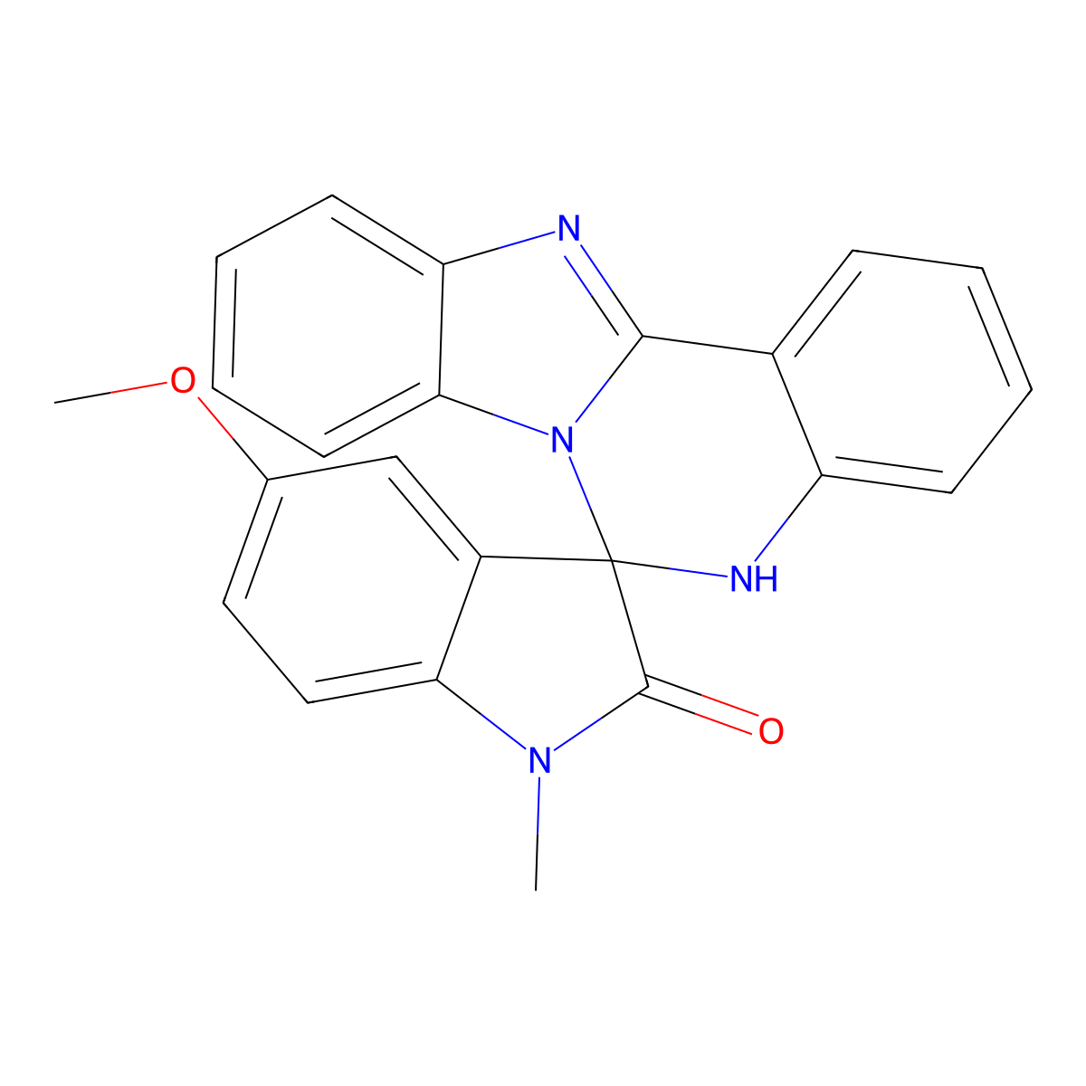 5'-methoxy-1'-methyl-5H-spiro[benzimidazo[1,2-c]quinazoline-6,3'-indol]-2'(1'H)-one molecular structure, CAS 826999-00-2