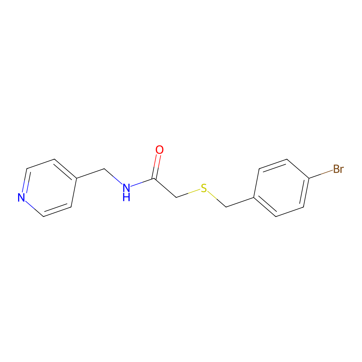 2-[(4-bromophenyl)methylsulfanyl]-N-(pyridin-4-ylmethyl)acetamide molecular structure, CAS 826999-19-3