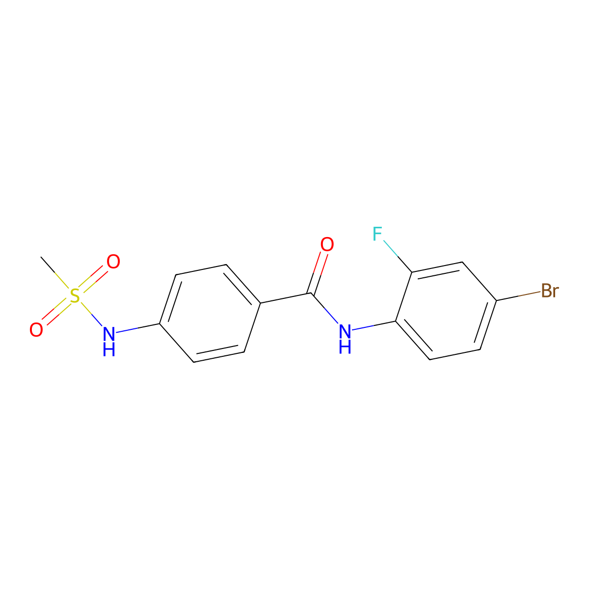 N-(4-bromo-2-fluorophenyl)-4-(methanesulfonamido)benzamide molecular structure, CAS 826999-30-8