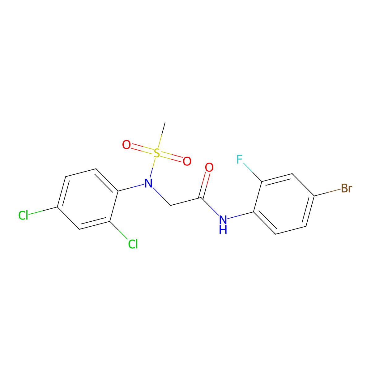 N-(4-bromo-2-fluorophenyl)-2-(2,4-dichloro-N-methylsulfonylanilino)acetamide molecular structure, CAS 826999-33-1