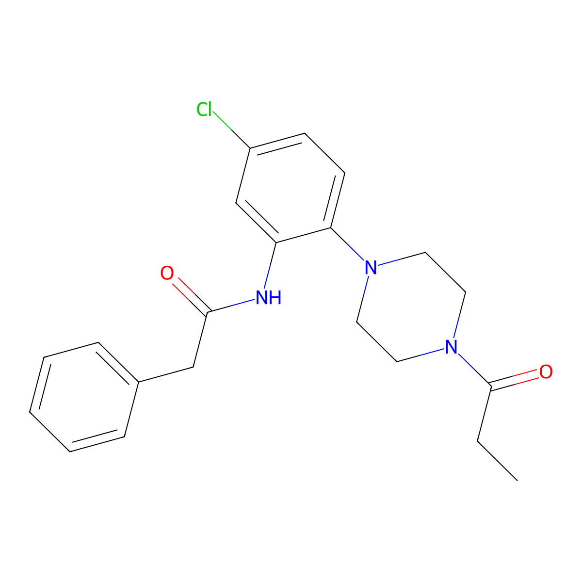 N-[5-chloro-2-(4-propanoylpiperazin-1-yl)phenyl]-2-phenylacetamide molecular structure, CAS 826999-78-4